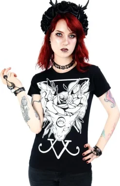 Czarny damski T-shirt Threeheaded cat-Restyle Outlet