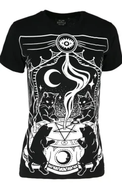 Czarny dopasowany damski T-shirt CAT SABBATH Classic-Restyle Sale