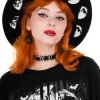 Czarny kapelusz MOON PHASES z księżycem i szerokim rondem-Restyle Fashion