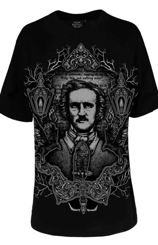 Czarny luźny tshirt EDGAR POE OVERSIZED-Restyle Sale
