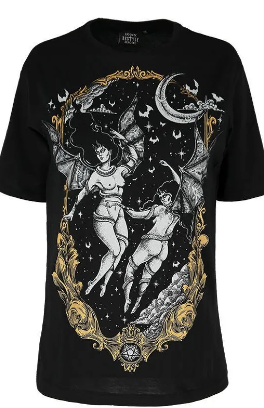 Czarny luźny tshirt succuby LAS FURIAS OVERSIZED-Restyle Hot