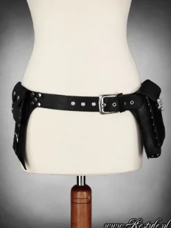 Czarny pasek z kieszeniami swing hooksy "POCKET BELT-BLACK"-Restyle Hot
