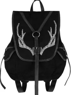 Czarny Plecak Antlers Gotycki plecak z kieszeniami i porożem-Restyle Outlet