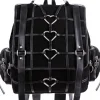 Czarny plecak kostka, harness z serduszkami "HEAVY HEART BACKPACK"-Restyle New