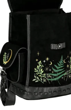 Czarny plecak paproć i księżyc HERBAL BACKPACK-Restyle Fashion
