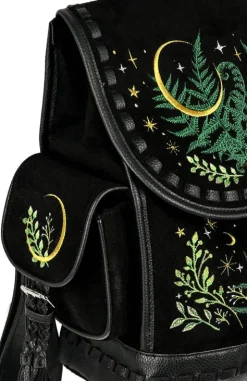 Czarny plecak paproć i księżyc HERBAL BACKPACK-Restyle Fashion