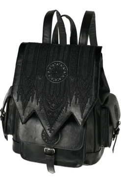 Czarny plecak szkolny z kieszeniami CATHEDRAL ROSETTE-Restyle Clearance