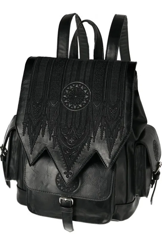 Czarny plecak szkolny z kieszeniami CATHEDRAL ROSETTE-Restyle Clearance