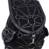 Czarny plecak z kieszeniami, harness, skórzane paski"O-RING BACKPACK"-Restyle Clearance