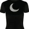 Czarny Top Golf z Aksamitu księżyc CRESCENT VELVET TOP-Restyle Online