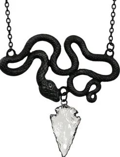 Czarny wisiorek wąż i kryształ "ENTWINE BLACK NECKLACE"-Restyle Fashion
