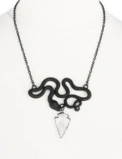 Czarny wisiorek wąż i kryształ "ENTWINE BLACK NECKLACE"-Restyle Fashion