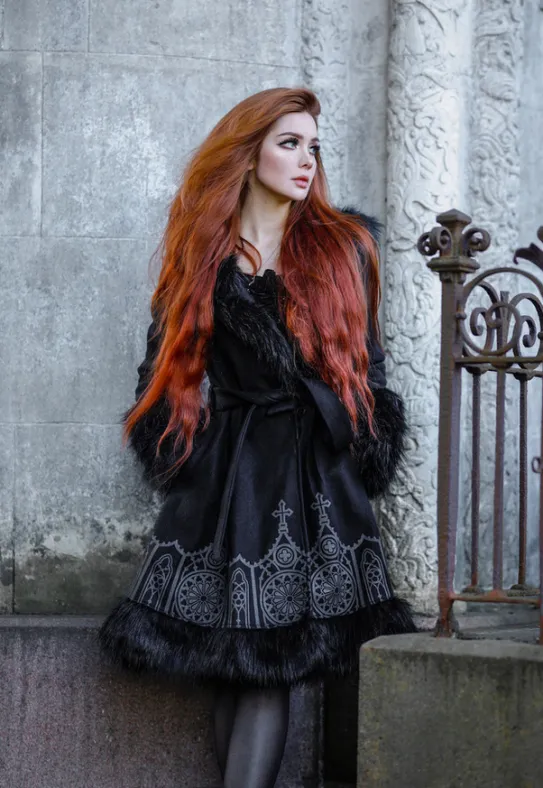 DARK ALTAR ROZKLOSZOWANY PŁASZCZ ZIMOWY z nadrukiem-Restyle Sale