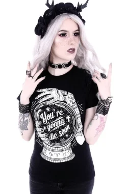 Dopasowany Damski t-shirt z magiczną kulą "YOU'RE GONNA DIE SOON"-Restyle New