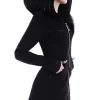 Długa czarna bluza z obszernym kapturem, księżyc, płaszczyk "LAYERED HOODIE"-Restyle Discount