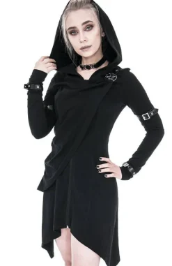 Długa drapowana bluza z pentagramem Hecate Draped Hoodie-Restyle Online