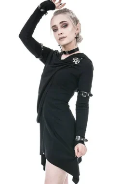 Długa drapowana bluza z pentagramem Hecate Draped Hoodie-Restyle Online