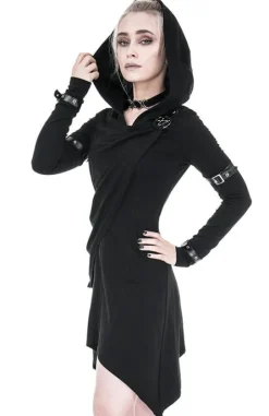 Długa drapowana bluza z pentagramem Hecate Draped Hoodie-Restyle Online