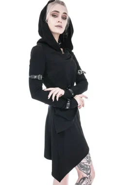 Długa drapowana bluza z pentagramem Hecate Draped Hoodie-Restyle Online
