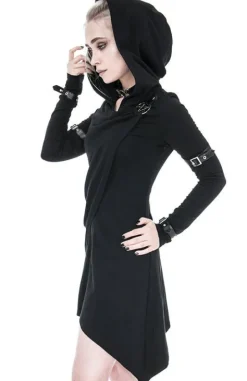 Długa drapowana bluza z pentagramem Hecate Draped Hoodie-Restyle Online