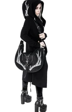 Długa, gotycka bluza z haftem poroża INTO THE WILD-Restyle Sale