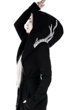 Długa, gotycka bluza z haftem poroża INTO THE WILD-Restyle Sale
