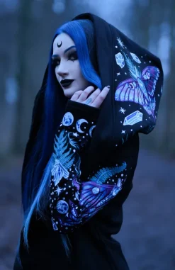 ENCHANTED FOREST HOODIE Bluza z haftem ćma i paproć-Restyle Best