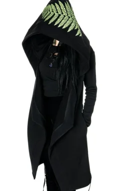 FOREST WITCH haft paproć Długa, gotycka bluza z paprocią-Restyle New