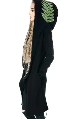 FOREST WITCH haft paproć Długa, gotycka bluza z paprocią-Restyle New