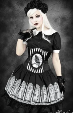 Gorset w stylu gotyckim z krukiem, w paski, underbust „FANTASY RAVEN”-Restyle Hot