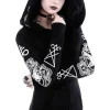 Gotycka bluza, Czaszka kozła, pentagramy, obszerny kaptur "RITUAL HOODIE"-Restyle Clearance