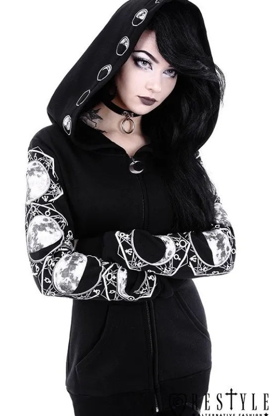 Gotycka bluza Fazy księżyca, obszerny kaptur "LUNAR HOODIE"-Restyle Best