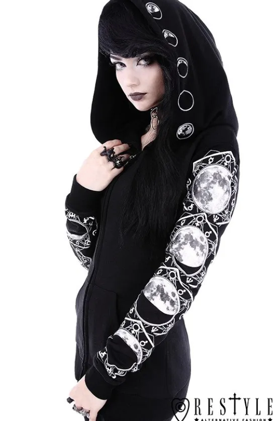Gotycka bluza Fazy księżyca, obszerny kaptur "LUNAR HOODIE"-Restyle Best