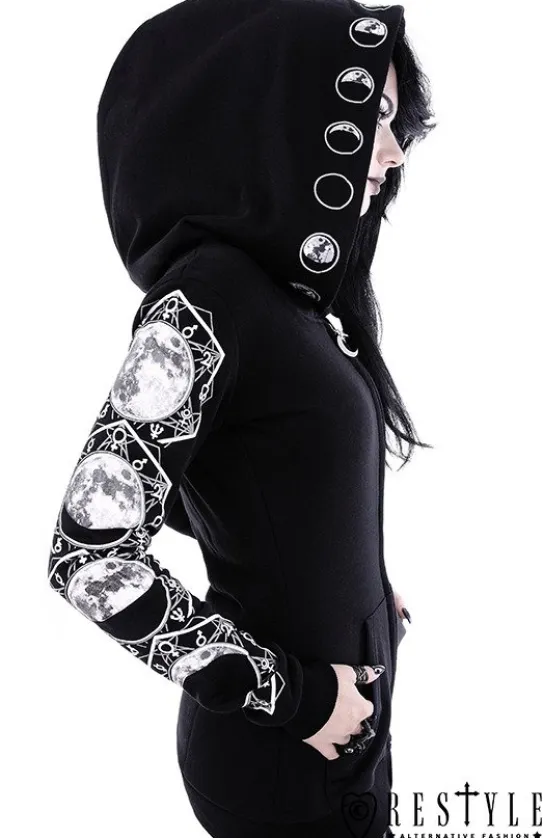 Gotycka bluza Fazy księżyca, obszerny kaptur "LUNAR HOODIE"-Restyle Best