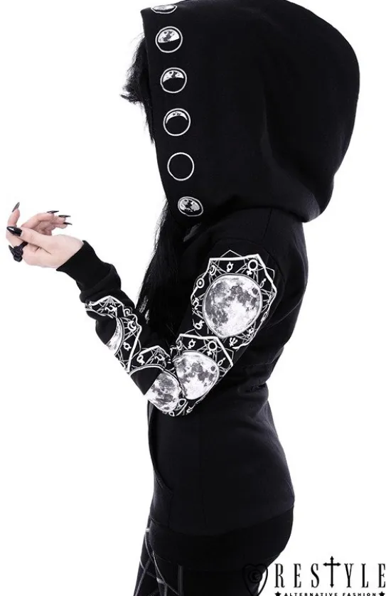 Gotycka bluza Fazy księżyca, obszerny kaptur "LUNAR HOODIE"-Restyle Best