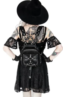Gotycka koronkowa sukienka z obrożą i pentagramem-Restyle Fashion