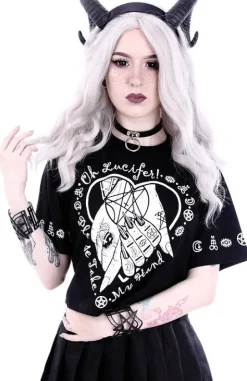 gotycka koszulka, Krótki T-shirt z nadrukiem Crop top 