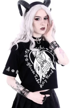 gotycka koszulka, Krótki T-shirt z nadrukiem Crop top 