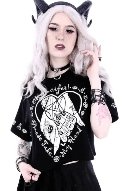gotycka koszulka, Krótki T-shirt z nadrukiem Crop top 