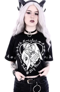gotycka koszulka, Krótki T-shirt z nadrukiem Crop top 