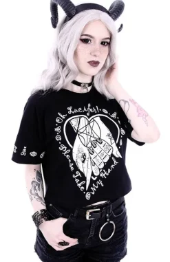gotycka koszulka, Krótki T-shirt z nadrukiem Crop top 