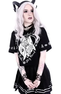 gotycka koszulka, Krótki T-shirt z nadrukiem Crop top 