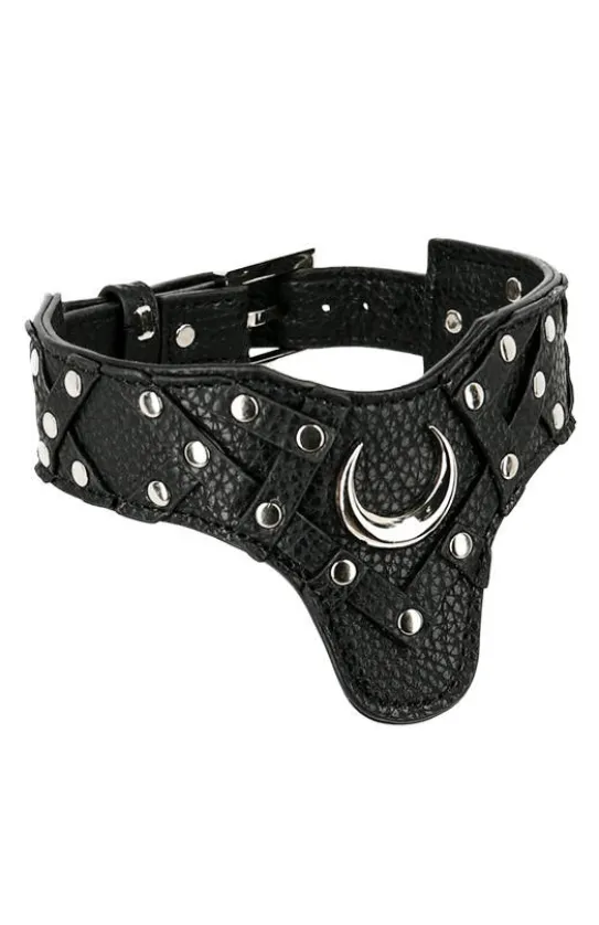 Gotycka obroża z księżycem COLLAR MOON HARNESS-Restyle Online