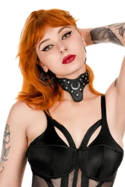 Gotycka obroża z księżycem COLLAR MOON HARNESS-Restyle Online
