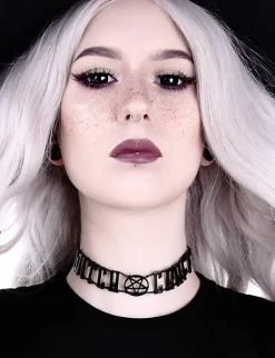 Gotycka obroża z napisem "WITCHCRAFT BLACK CHAIN COLLAR"-Restyle New
