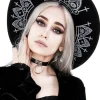 Gotycki Czarny kapelusz wełna FORTUNE TELLER szerokim rondem-Restyle Best