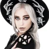 Gotycki Czarny kapelusz z dużym rondem wełna ANTLERS-Restyle New