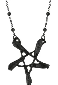 Gotycki czarny wisior z pentagramem BROOM PENTAGRAM-Restyle Sale