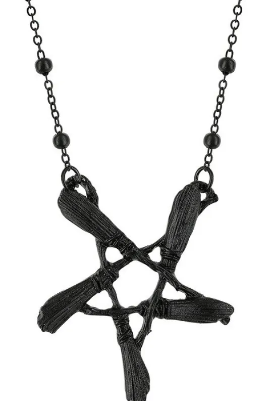 Gotycki czarny wisior z pentagramem BROOM PENTAGRAM-Restyle Sale
