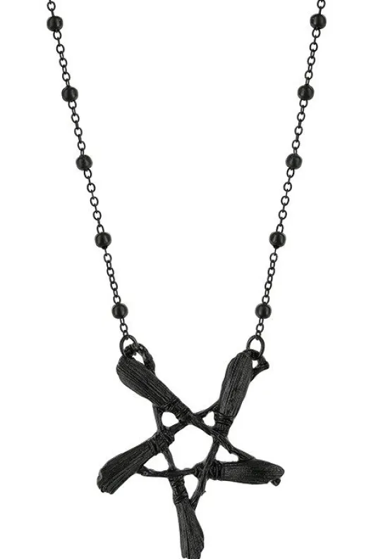 Gotycki czarny wisior z pentagramem BROOM PENTAGRAM-Restyle Sale